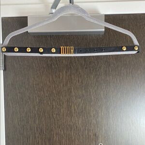 Dior Black Leather Belt with Gold Logo and Studs